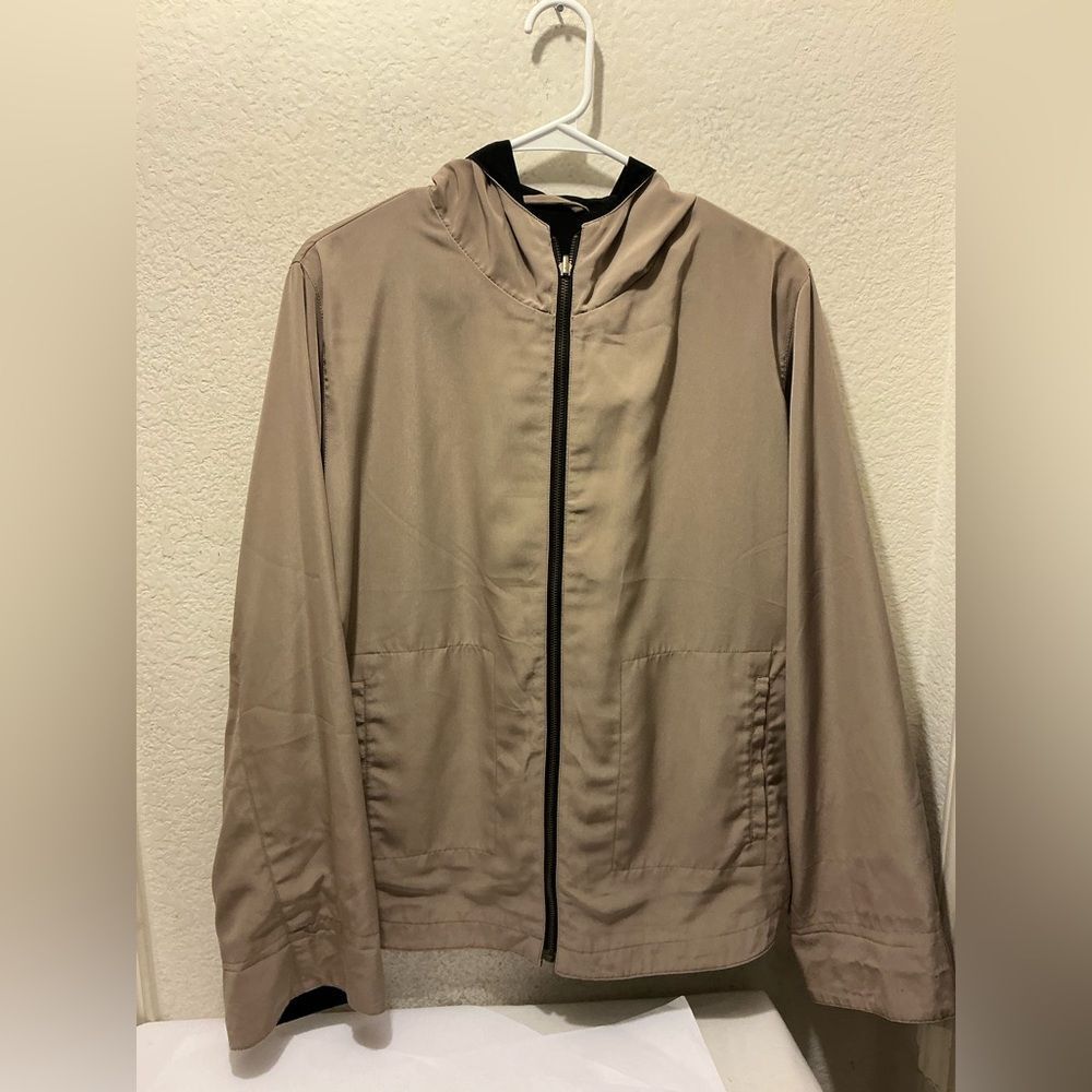 Regent part Men's Lightweight Tan Jacket reversible Tan and black hoodie size M